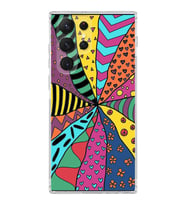 PrintiFy Samsung Galaxy S22 Ultra ile Uyumlu 1mm Slim Fit Retro Colors 4 Baskılı Şeffaf  Kılıf