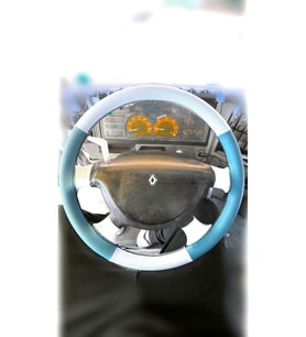 DİKİŞLİ DİREKSİYON KILIFI AÇIK MAVİ/ BEYAZ SİYAH  DİKİŞLİ RENAULT PREMİUM TIR KAMYON İÇİN