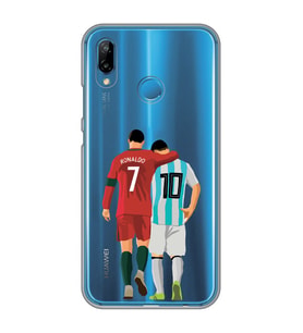 Huawei P20 Lite Uyumlu Lionel Messi ve Cristiano Ronaldo Desenli Şeffaf Telefon Kılıfı