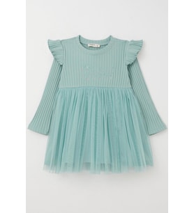 Breeze Kız Çocuk Uzun Kollu Elbise Yazı Nakışlı 1.5-5 Yaş, Mint Yeşili