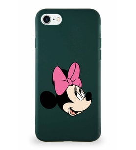 Apple iPhone 8 Soft Premier Kapak Minnie Mouse-A Tasarımlı Silikon Kılıf - Yeşil (Şeffaf)