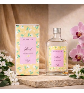 Premium Orkide ve Yasemin Parfümlü Kolonya 200 ml - 80 Derece Alkol Oranı - Dekoratif Cam Şişe