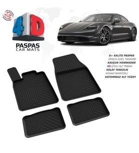 Porsche Taycan 4D Araca Özel Havuzlu Kauçuk Paspas 2020 Üzeri (Karışık)