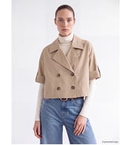 LCW Modest Kahverengi Kruvaze Yaka Oversize Kadın Trençkot