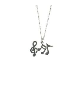 Melodi Zarafeti  Notalı Unisex Müzik Temalı Kolye – 60 cm Zincir (Gümüş)