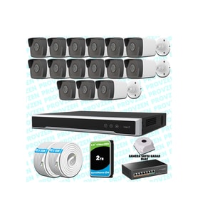 Provzen Hikvision 15 IP Kameralı 4MP 1440P Mikrofonlu Güvenlik Kamerası
