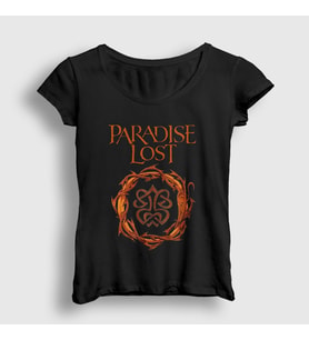 Presmono Kadın Siyah Logo Paradise Lost T-Shirt 549961tt