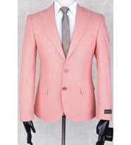 Jan Carlucci Sivri Yaka -İki  Düğme Çift Yırtmaç Slimfit Drop 6 Ceket-Turuncu