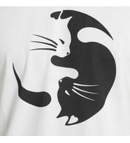 Bant Giyim - Yin Yang Kedi Beyaz Erkek T-shirt Tişört