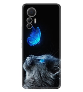 Xiaomi 12 Lite Kılıf Resimli Desenli Silikon Platinium Series Butterfly Cat 1891