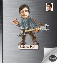 Kişiye Özel Gitarist Erkek Ahşap Magnet -1