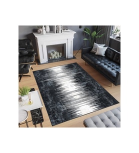 Rovigo Home Dijital Baskı Yıkanabilir Kaymaz Taban Salon Halısı RVG0469 (Siyah)