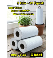 Technow 33 Yaprak Kopar Kullan Rulo Hassas Temizlik Bezi Mavi 25x30cm 3 Rulo Adet