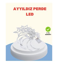 Mey İthalat® Yıldız Ay Tasarımlı Prizli Perde LED Işık İç Mekan Dekoru