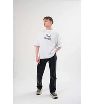 Erkek Bisiklet Yaka Baskılı Kısa kol T-Shirt - Beyaz
