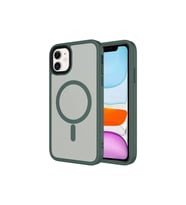 Apple iPhone 11 Uyumlu Kılıf Mat Arka Yüzey Wireless Şarj Özellikli Zore Flet M-safe Kapak (Koyu Yeşil)