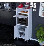 Eliusta Rona 55 cm Çok Amaçlı Mutfak Kiler Dolabı Raflı Mikrodalga Fırın Standı Banyo Dolabı 55x150x32 cm