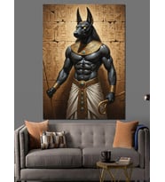 Eski Mısır Tanrısı Anubis Dekoratif Kanvas - Mdf Ahşap Tablo