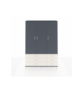 Arges Dolap 5 Raflı 6 Çekmeceli Tek Askılı 132x30x195 Antrasit-Antrasit/Aytaşı