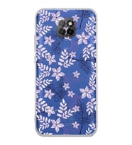 PrintiFy General Mobile GM 20 Uyumlu Kamera Korumalı Floral Lila Tasarımlı Şeffaf  Kılıf