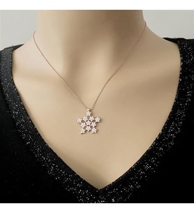 Yıldızlı Kartanem Rose kaplama Gümüş Kolye (Karışık)