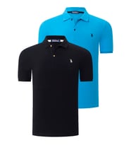 İKİLİ SET T8561 DEWBERRY ERKEK TSHIRT-MAVİ-SİYAH