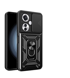 Lexroo Oppo Reno 11FS Kılıf Magnetik Standlı Kamera Korumalı Sürgülü Vega Kılıf - Siyah