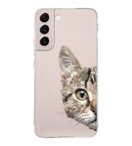 Samsung Galaxy S22 Plus Uyumlu Kamera Korumalı Kapak Catface Tasarımlı  Şeffaf Kılıf