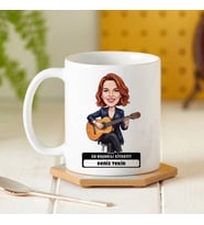 Gitarist Müzisyen Kadın Karikatürlü Kupa Bardak