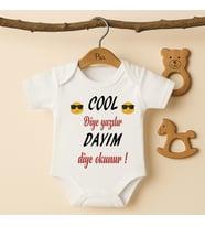 Pia Baby B39 %100 Pamuk Cool Diye Yazılır Dayım Diye Okunur Yazılı Tasarlanabilir Bebek Body (Ekru)