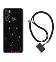 Tecno Pova Neo Kılıf Silikon Boyun Askılı İpli Desenli Silikon Line Planet 1736