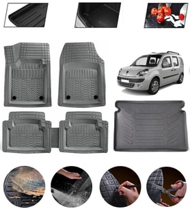 Kangoo 2008-2015 Uyumlu Paspas Araca Özel Bagaj Havuzu MBS Gri