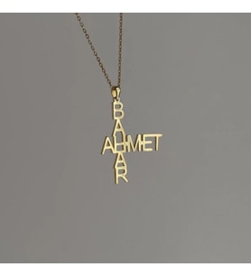 Kişiye Özel Tasarım Çift İsim Kolye 925K Gümüş (Gold)