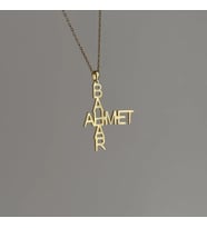 Kişiye Özel Tasarım Çift İsim Kolye 925K Gümüş (Gold)