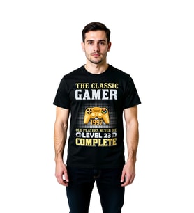 Erkek Retro Oyun Kontrolörü Baskılı Tişört Level Nostalji Konforlu Kesim Günlük Rahat Modern Şık