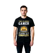 Erkek Retro Oyun Kontrolörü Baskılı Tişört Level Nostalji Konforlu Kesim Günlük Rahat Modern Şık