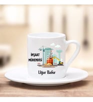 İnşaat Mühendisi Türk Kahve Fincanı (Beyaz)
