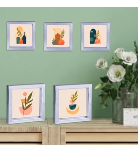 Yapışkanlı Sök Tak Silver Pola Çerçeveler 12x12cm - 15 li Paket +resim baskıları dahil