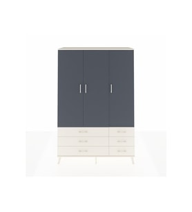 Hyperion Dolap 5 Raflı 6 Çekmeceli Tek Askılı 132x44x195 Aytaşı-Antrasit/Aytaşı