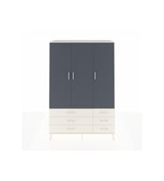 Hyperion Dolap 5 Raflı 6 Çekmeceli Tek Askılı 132x44x195 Aytaşı-Antrasit/Aytaşı