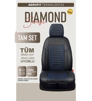 Opel Astra Station Wagon Uyumlu Lüx Deri Oto Koltuk Kılıfı Ön Arka Takım DIAMOND Serisi SİYAH MAVİ