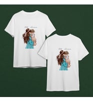 Anne Kız Tasarımlı Tişört Kişiye Özel ( Unisex - Büyük - Çocuk )