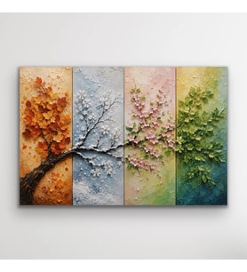 4 Mevsim Ağaç Kanvas Tablo 60X90 CM