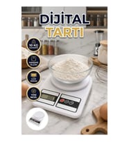 10 kg Kapasiteli Dijital Mutfak Tartısı – LCD Ekranlı Kompakt Beyaz Tasarım