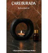 Siyah Renk Halka Buhurdanlık (Seçeneğiniz 10 Ml Esans Hediye)