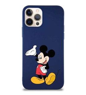 Apple iPhone 12 Pro Soft Premier Kapak Mickey Mouse-C Tasarımlı Silikon Kılıf - Lacivert (Şeffaf)