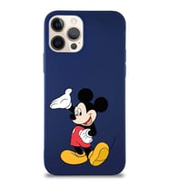 Apple iPhone 12 Pro Soft Premier Kapak Mickey Mouse-C Tasarımlı Silikon Kılıf - Lacivert (Şeffaf)
