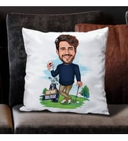 Kişiye Özel Golf Tutkusu Olan Erkek Karikatürlü Yastık