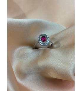 925 Ayar Gümüş Pembe Zirkon Taşlı Yüzük