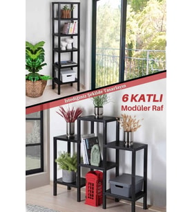 6 Katlı Modüler Raf Banyo Düzenleyici Mutfak Balkon Salon Bahçe Organizeri